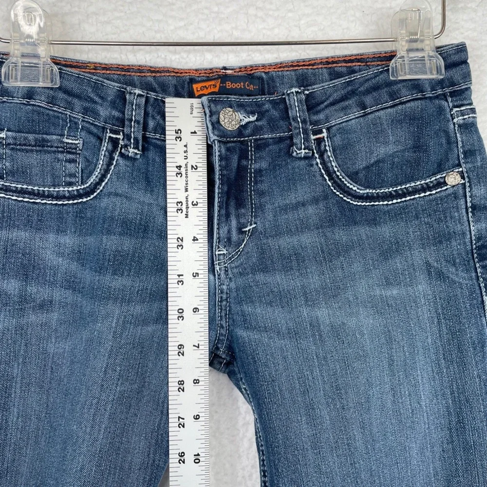 Levis Girls Boot Cut Jean Blue Medium Wash Adjustable Waist Size 16 REG 3040-588 - Picture 9 of 13